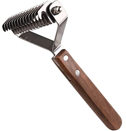 onebarleycorn coat king undercoat rake dog grooming comb,dog brushes for Shedding Stripping Brush Pet Dematting Comb for Dogs and Cats(14-Blades-L)