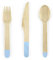 PartyDeco 18 Couverts Bleus Pastel en Bois - Dusty Blue