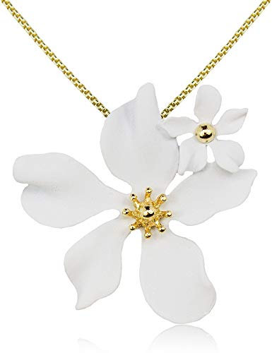 LUISIA Halskette Nelia mit Blumen - 16 Karat vergoldet Weiß