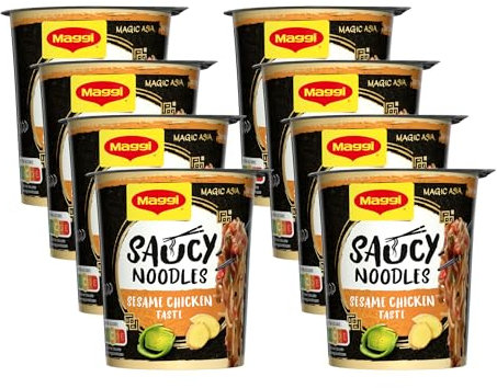 Maggi Magic Asia Saucy Noodles Sesame Chicken Taste Cup, 8er Pack (8x75g)