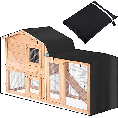 BOSKING Dreieckige Abdeckung für Kaninchenstall, wasserdicht, Kaninchen, Meerschweinchen, Haustierhaus, Kaninchenkäfig, Abdeckung (180 x 52 x 86 cm, schwarz)
