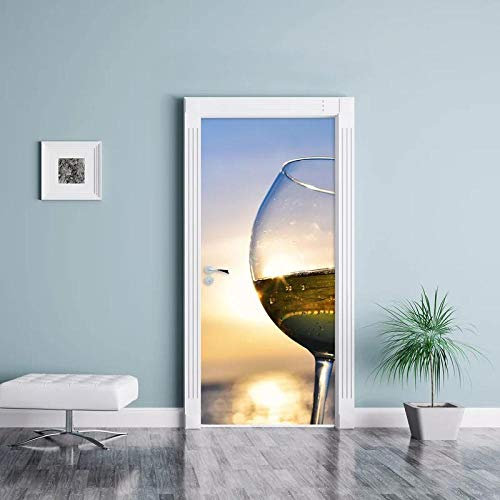 YQLKD Türtapete Selbstklebend Alkohol Tasse Aufkleber Aufkleber 3D Selbstklebend DIY Home Tür Dekoration PVC Tapete