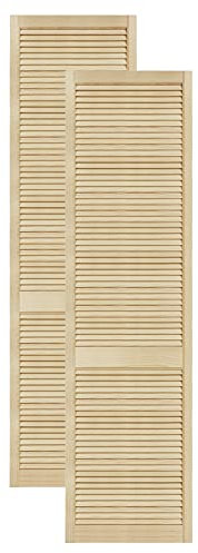 DecoMeister Lamellentüren aus Holz Massivholz Lamellentür Holztür Schranktür mit offenen Lamellen für Kleiderschrank Möbelfronten 494x2013 mm 2-er Pack