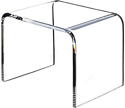 HLONGG Klarer Acryl-Kunststoff-Hocker-Kabinett-Ausstellungsständer - Ausstellung Riser Sockel Bay Fenstertisch Kleine Teetisch Tatami Licht Luxus Schuhhocker Dicke Einfache Badezimmerhocker,Clear