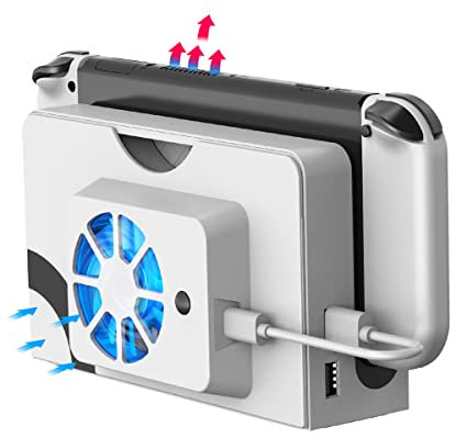ElecGear Switch OLED Ventilador de Refrigeración, Opción de 3 Velocidades Enfriador de Disipación de Calor Refrigerador Trasera de Repuesto compatible con Nintendo Switch OLED Dock (blanco)
