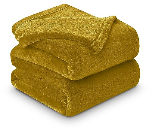 GC GAVENO CAVAILIA Einfarbige Nerzfell-Überwurf, Flauschige Fleece-Decken, Kuscheldecke, Überwurf, Ocker, 150 x 200 cm
