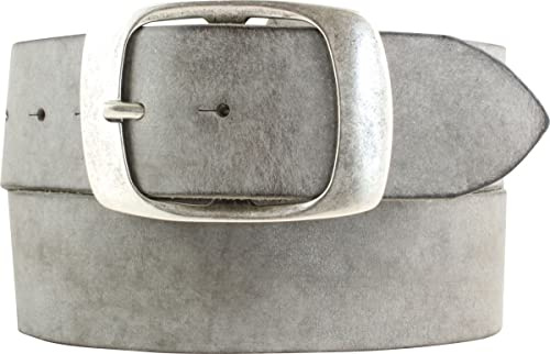 BELTINGER Gürtel aus weichem Vollrindleder Used-Look 5 cm mit Doppel-Schnalle | Jeans-Gürtel für Herren 50mm | Ledergürtel Vintage-Look | Dunkelgrau 85cm