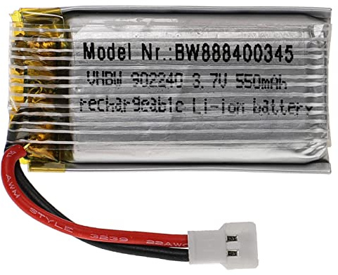 vhbw Akku kompatibel mit XH 2.54 2P Stecker für Modellbau z.B. Racing Car | Helikopter, Flugzeug (550mAh, 3,7V, Li-Polymer, 42 x 22 x 10 mm)