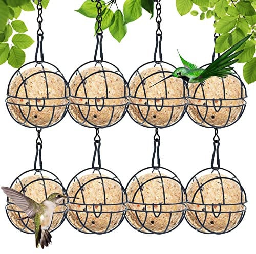 Meißenknödelhalter Vogelfutterstation,8er Set Kleine Hochwertiger Meißenknödel-Halter aus Vergoldet mit Klappdeckel,Futterspender für Meisenknödel,Aufhänger für Vogelfutter,Futterstation und Halterung