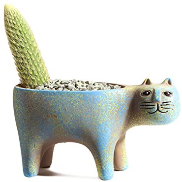 DIYOMR Katzen-Übertopf, Tier-Sukkulententöpfe, Keramik-Katzen-Mini-Blumentöpfe, Kakteen/Pflanzenbehälter für Zuhause, Büro, Schreibtisch, Fensterbank, Dekoration, Pflanzen nicht im Lieferumfang