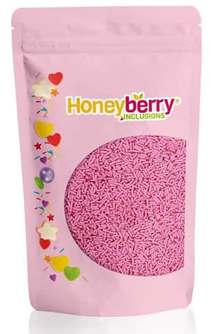 Rosa Stränge Streusel 200g - Natürliche Essbare Streusel Tortendeko - Rosa Streudeko, Zuckerstränge, Zuckerstreusel Perfekt zum Verzieren von Kuchen, Muffins und Desserts - Hergestellt in der EU