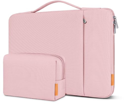 DOMISO 17 inch Laptop Sleeve Protective Case Cover Compatible with 17-17.3 inch HP Dell ASUS Lenovo Chromebook,Waterproof Computer Cases Bag with Handle,Pink