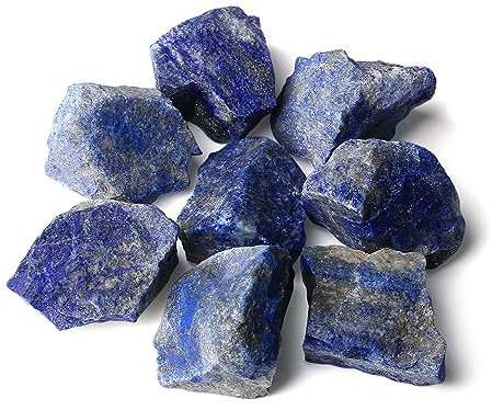 QINJIEJIE 100% Großes Lapislazuli Rohsteine Premium Wassersteine Kristalle Steine 4 Stück Natursteine Heilsteine set 4.5-5 cm