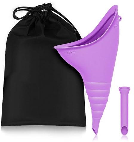 Voarge Wasserfestes Urinal für Frauen, Weibliches Urinal Silikon Trichter,Wiederverw endbare Urinella,Pinkelhilfe im Stehen für Festival, Camping, Reisen mit Schutzhülle (lila)
