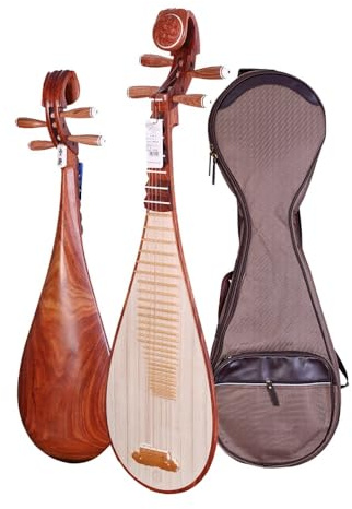 Pipa, instrument classique chinois, motif sculpté Xiangyun, corps en palissandre, panneau en bois de Paulownia, adapté à la pratique et à la performance professionnelle, y compris un étui for violon