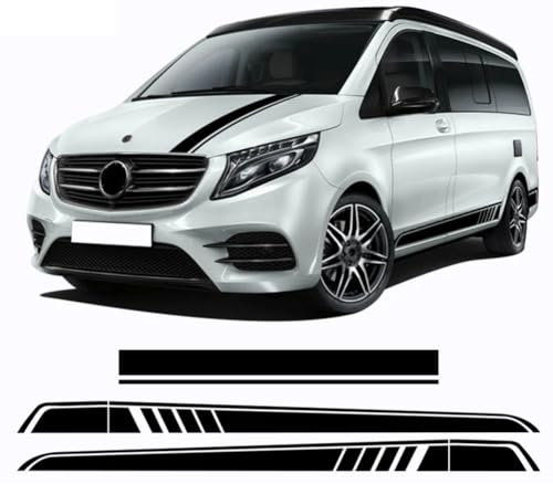 3 Stück Autohaubenaufkleber Seitenstreifen Schürze Aufkleber, für M=ercedes B=ENZ V Klasse W447 Vito Viano 2014-Gegenwart AMG Zubehör Glossy Black