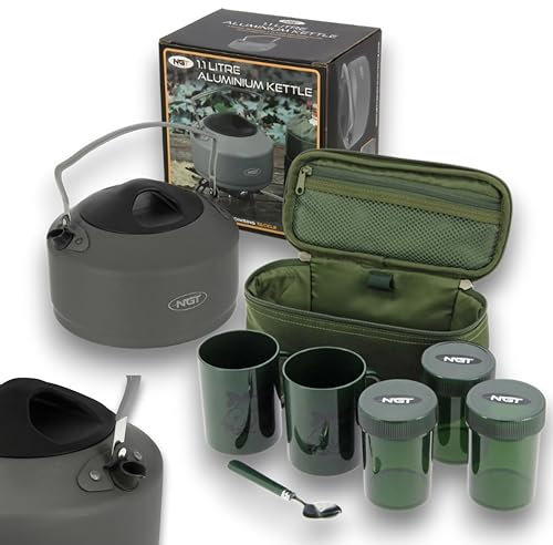 NGT CARP FISHING KETTLE BREW KIT SET 2 CUPS 3 POTS TEA CASE TACKLE OUTDOOR COOKING CAMPING SET