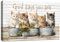 Cadre en bois Impression sur toile pots de fleurs Chat Minou Tableau Murale Image sur Toile Dieu dit que vous êtes Citations Motivation tableau decoration murale chambre coucher Salle de bains 30x40cm