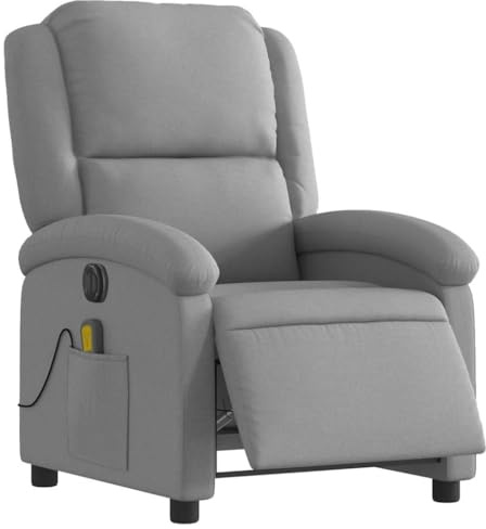 vidaXL Massagesessel Elektrisch Hellgrau Stoff