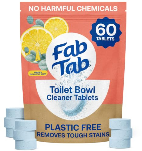 Fab Tab Tablettes nettoyantes pour cuvette de toilette - Sans produits chimiques agressifs - Élimine la rouille et les taches - Produits de nettoyage naturels - Approuvé par la famille et les animaux