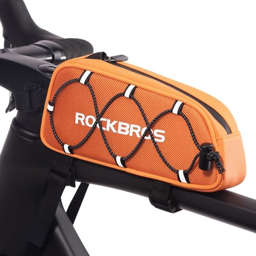 ROCKBROS Fahrradtasche Fahrrad Rahmentasche Oberrohrtasche für MTB Rennrad E-Bike 1 L Reflektierend Orange
