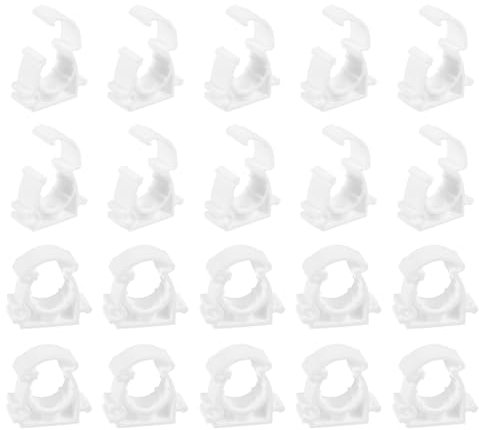 sourcing map 20Pcs PPR Water Pipe Clamps, Plastic U Shaped Pipe Clamps Clips with Fixing Clip Fit for 16mm/0.63 OD Water Pipes and Tubing Hoses Support, White