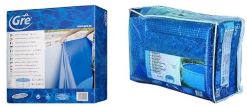 Gre FPROV500 - Liner para Piscinas Ovaladas, 500 x 300 x 120 cm (Largo x Ancho x Alto), Color Azul & CPROV505 - Cobertor de Verano para Piscina Ovalada de 500 x 300 cm, Color Azul