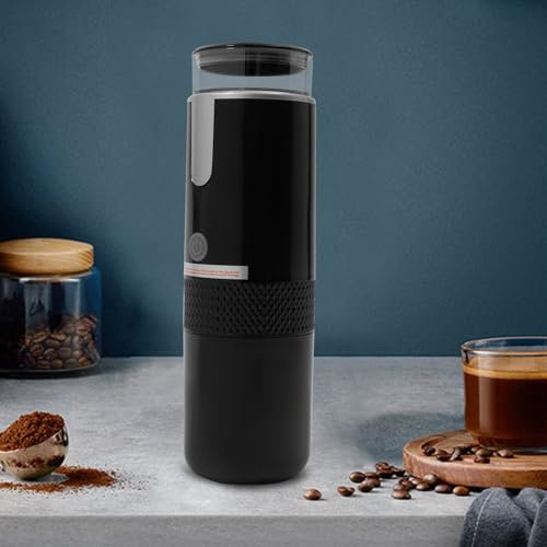 MooBeey 15Par 160 ML Tragbare Elektrische Kaffeemaschine aus Edelstahl, Mini Espressomaschine Akku Espresso Machine mit Bohnenlöffel, Elektrische Reise-Handkaffeemaschine für Büro Outdoor Camping
