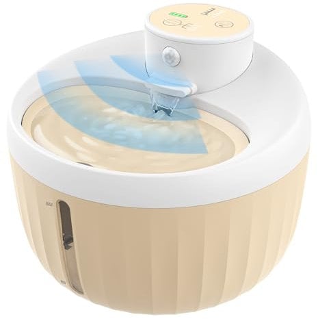 Jewyow 1.6L Katzenbrunnen, 2200mAh Katzenbrunnen Kabellos mit Bewegungsmelder Batteriebetrieb, Trinkbrunnen für Katze Kabellos, 3 Modus,3 Filter, Leise Pump, Intelligente Erinnerungswarnungen