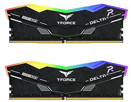 TEAMGROUP T-Force Delta Alpha RGB DDR5 Ram 32GB Kit (2x16GB) 6000MHz (PC5-48000) CL38 Intel XMP 3.0 y AMD Expo Módulo de memoria de escritorio compatible con RAM Negro FF7D532G6000HC38GDC01