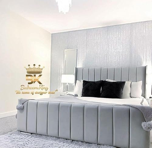 wingback bed frame with gaslift,headboard. single,double,4ft6double,king size,super king size. (steel, Super King)