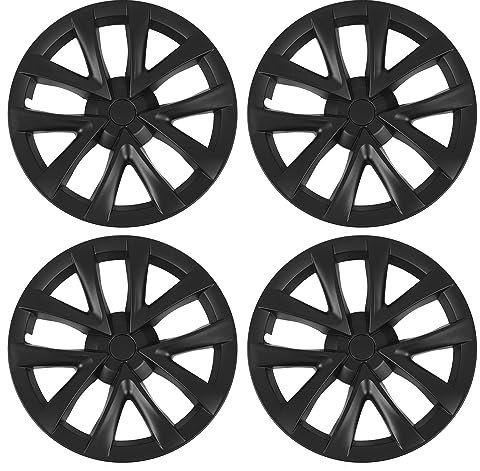 Brilluxa Radkappen, 4 Stück 18 Zoll Aero Radkappen Felgenabdeckungen Radzierblenden Ersatz für Auto Räder 2017-2023 Komplettradabdeckung Set Radabdeckungen (Negro Mate)