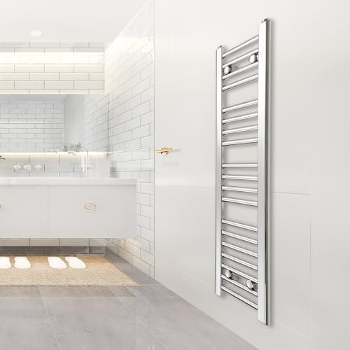 200mm Wide Narrow Small Chrome Heated Towel Rail Straight Flat Bathroom Warmer Radiator Rack Central Heating Turkish Zone (200mm Wide x 1000mm High)