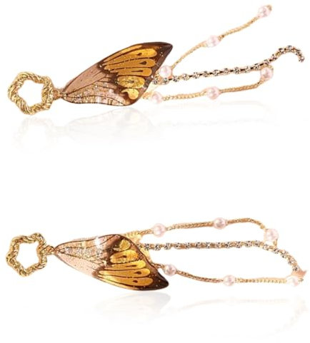 EIHI Quaste Schmetterling Ohrringe - Verwelkter Schmetterlingsflügel Feenflügel Simulation Insekt Wing Foil Elfen Tropf-Ohrringe für Damen und Mädchen Aesthetic