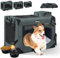 Reerooh Hundebox M 60x42x42cm, Faltbar Hundetransportbox Inkl.Hundenapf, Tragbare Hundetasche für Reisen, Hunde und Katzen Auto Haustiertransportbox (Grau, M)