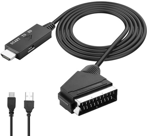 MEIRIYFA Câble Convertisseur Péritel Vers HDMI Avec Commutateur HD 720p/1080p Pour HDTV, Moniteur, Projecteur, STB