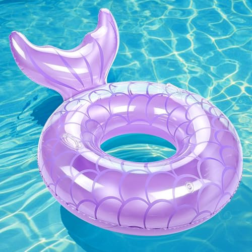 MoKo Aufblasbarer Schwimmring mit Griffen, Meerjungfrau Schwimmreifen Wasserspielring Großes Luftmatratze Pool Spielzeug Wasserspielzeug für Sandstrand Schwimmbad Draußen Erwachsene, Lila