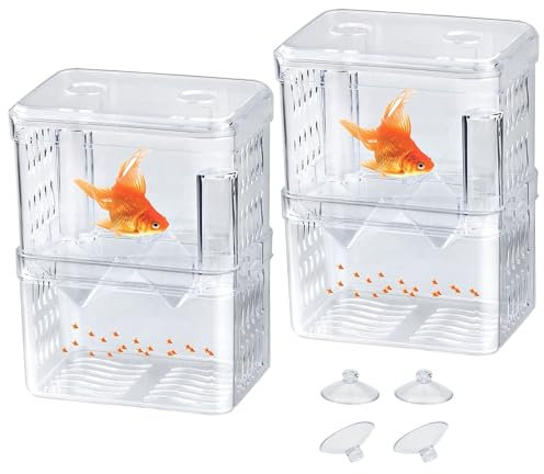 Fisch Ablaichkasten, Guador 2 Stücke Jungfisch Inkubator Schwimmende Laichkasten Aquarium Isolationsbox Aufzuchtbehälter für Tank Züchter (M)