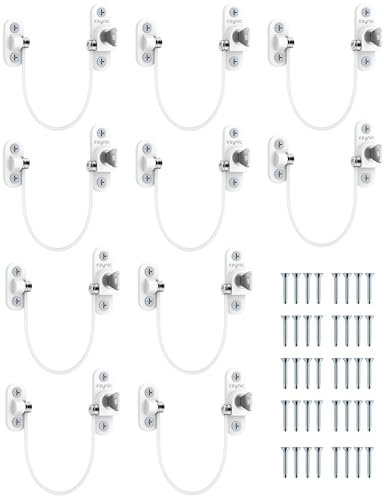 eSynic UPVC Window Restrictors 10pack Window Restrictor for Cat Child Safety Window Lock with Self Screws Keys Limiting Opened Distance and Ventilation for PVC, Wood, or Aluminum Window