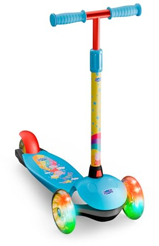 DeQUBE 914D00189 Kinderroller mit 3 verstellbaren Rädern, mit LED-Rädern und Bremse hinten, faltbar und leicht zu transportieren, Ultraleicht und sicher, für Kinder von 2 bis 7 Jahren