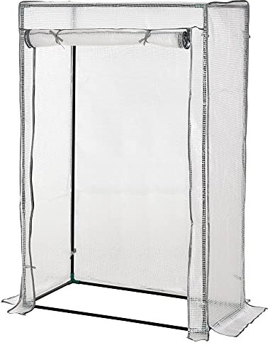Outsunny Serre avec film plastique PE, porte, résistante au froid Serre en film plastique en acier, serre pour balcon, jardin, serre à tomates 101 x 50 x 150 cm, serre à tomates pour tomates, légumes,