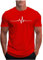 UHouse Tee Shirt Homme Sport Tshirt à Manches Courtes T-Shirts Ete Imprimé Teeshirt Col Rond Haut D'Été Streetwear Grande Taille Fin Cut Top Coton Délavé Habit Votre Compte Rouge 3XL