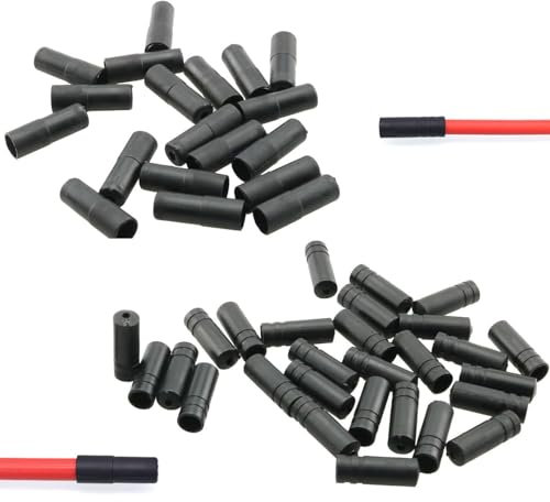 Bike Cable End Caps, 200 Pcs Heavy Duty Black Brake Throttle Cable End Fittings with Secure Fit for Road Mountain Bicycle Maintenance, Anti-Corrosion Cable Tips for Bike Repair