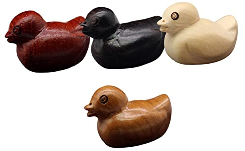 HEMOTON 4stücke Kleine Holzfiguren Enten Miniatur Skulpturen Aus Pfirsichholz Buchsbaum Sandelholz Und Ebenholz Für Diy Basteln Charms Anhänger Aquarium Gartendeko