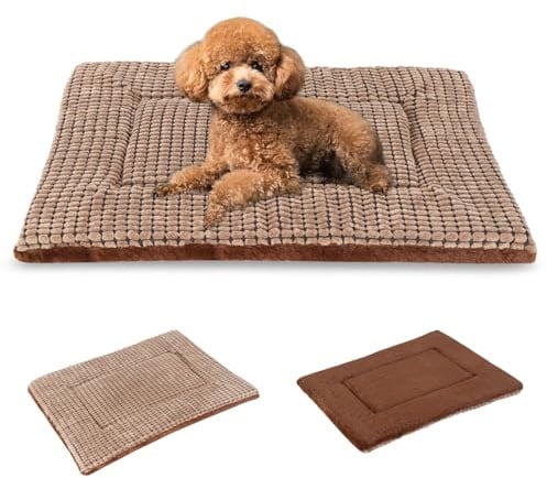 BVAGSS Orthopädisches Hundebett, Waschbar Hundekissen flauschig Hundematte, Umkehrbar Weiche und Warme Hundematte für klein mittel große Hunde XH079 (60x45x4cm,Brown)