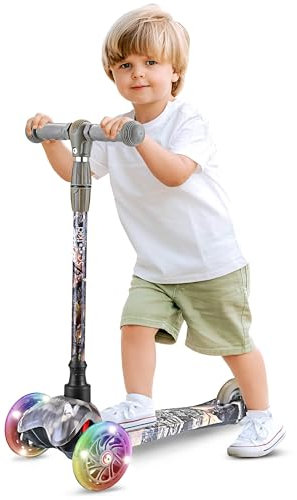 Hurtle Scooter Kinder, Kleinkinder – Premium Roller Dreirad Kickboard mit LED-Rädern – Tretroller Höhenverstellbar für Jungen & Mädchen, Indoor & Outdoor – Sicherer Kickscooter 20 Kg, 2-5 Jahren