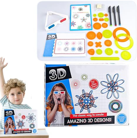 Nankoyal Malvorlagen Schablonen | 3D Spiral Designer,Multifunktionale Malschablonen & Kreatives Bastelzubehör aus Papier für Kinder Vorschule Schule Reise Outdoor Geburtstag Familienzeit