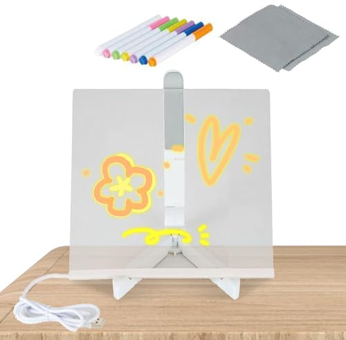 Fukamou Acryl-Planungstafel - Beleuchtete, Trocken Abwischbare Tafel Für Die Wand, Desktop-Whiteboard Mit 7- Markern, Tagesplaner-Termintafel Für Bulletin/Brief/Rechtschreibung/Anzeige/Memo