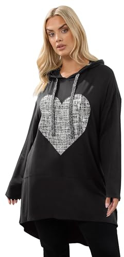 Yours Curve Heart Print Longline Hoodie - Women's - Plus Size Curve