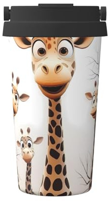 Funny Giraffes Portable Stainless Steel Travel Mug – Insulated Hot & Cold Drink Tumbler with Leak-Proof Lid, Commuter-Friendly Coffee Cup for Office, Car & Outdoors